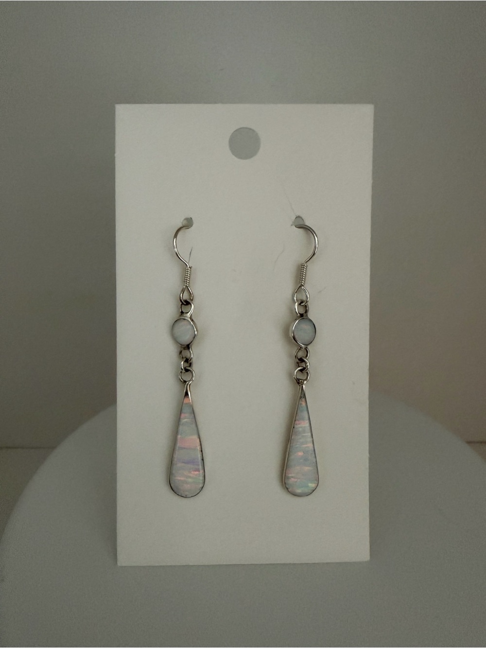 Sterling Silver 925 White Opal Teardrop Dangle Earrings.$38 firm